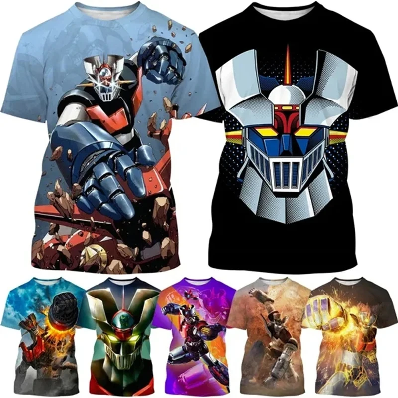 Camisetas con estampado 3D de Anime Mazinger Z para hombre, camisetas informales de verano Unisex estilo Harajuku, camisetas de manga corta para niños y niñas Y2k