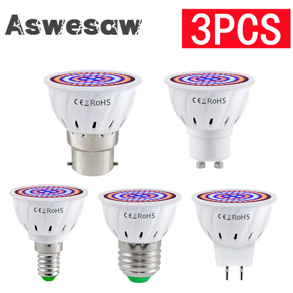 3 pièces LED élèvent la lumière E27 E14 MR16 GU10 spectre complet serre hydroponique LED élèvent la lampe plante d'intérieur Lampada de haute qualité
