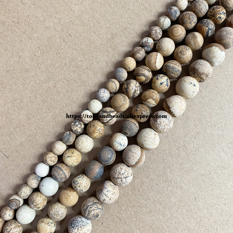 Pierre naturelle mat image jaspe perles rondes en vrac 15 "brin 4 6 8 10 12MM taille au choix pour la fabrication de bijoux bricolage