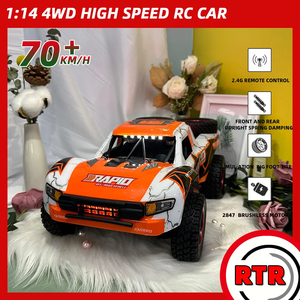 Q130 1:14 70KM/H 4WD RC Car With Light Brushless Motor Remote Control Cars High Speed Drift Monster Truck Zabawki dla dorosłych dzieci