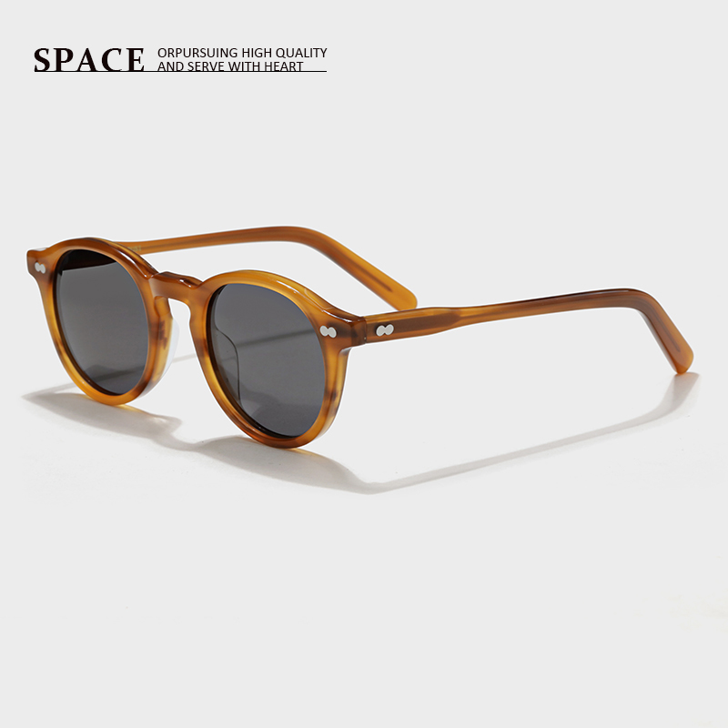 Okulary przeciwsłoneczne S5166, małe, okrągłe oprawki, designerskie, ręcznie robione, klasyczne, męskie, typu aviator, ochrona oczu, filtr UV400, możliwość grawerowania.