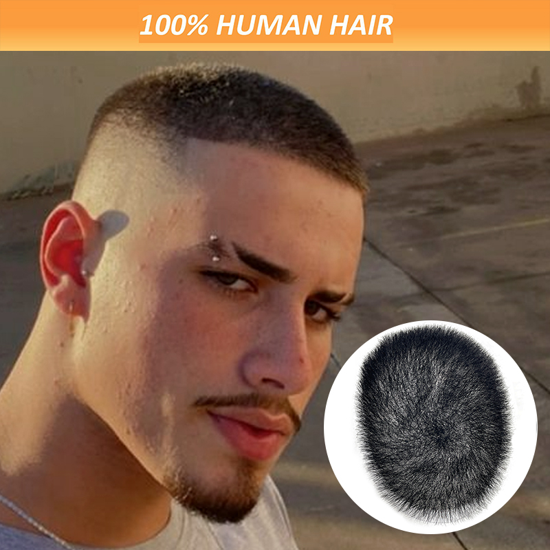Cabello humano 100% de 15x20cm para hombres, peluquín corto de piel fina, prótesis de cuero cabelludo biológico completo transparente