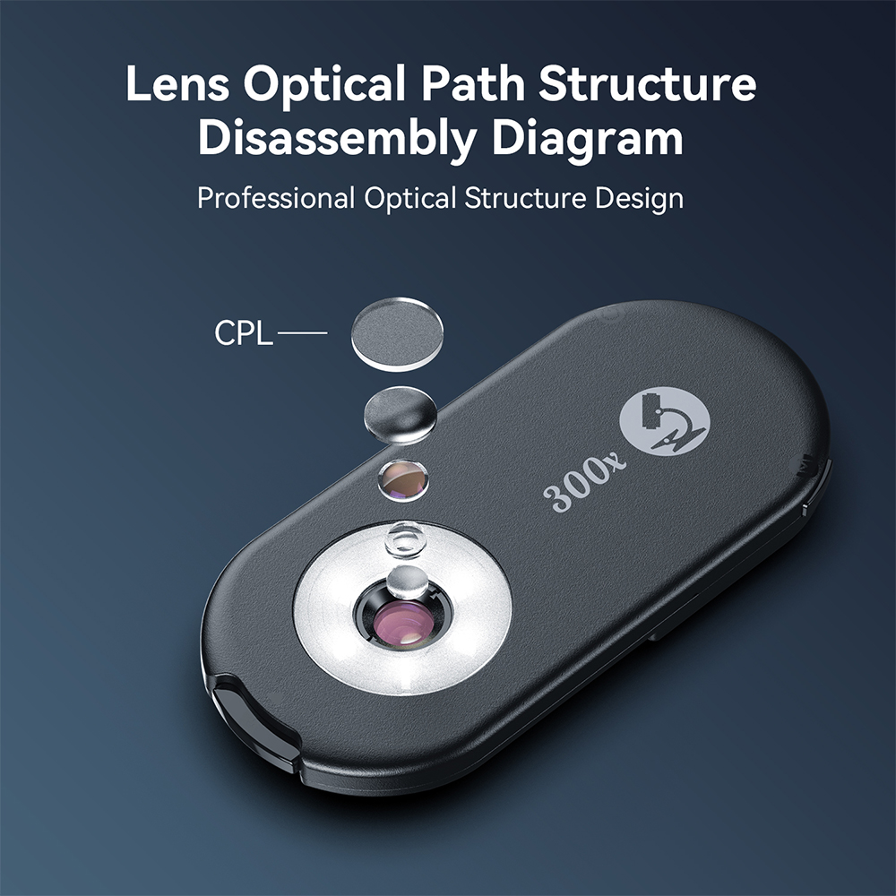APEXEL Nano Zoom 300X Microscooplens Mobiele Telefoon Camera Lens Kit Mini Macro Lenzen met LED Verlichting voor Bijna Alle Smartphones