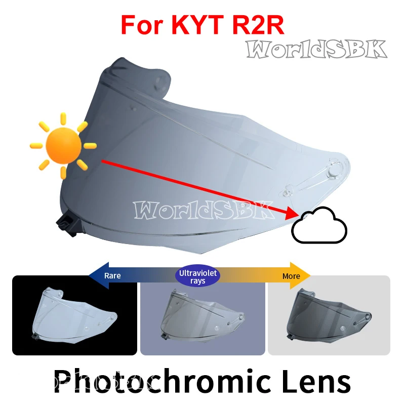 Viseira fotocromática R2R Capacete Escudo Corte UV Casco Moto Protetor facial Visera Pára-brisa para KYT