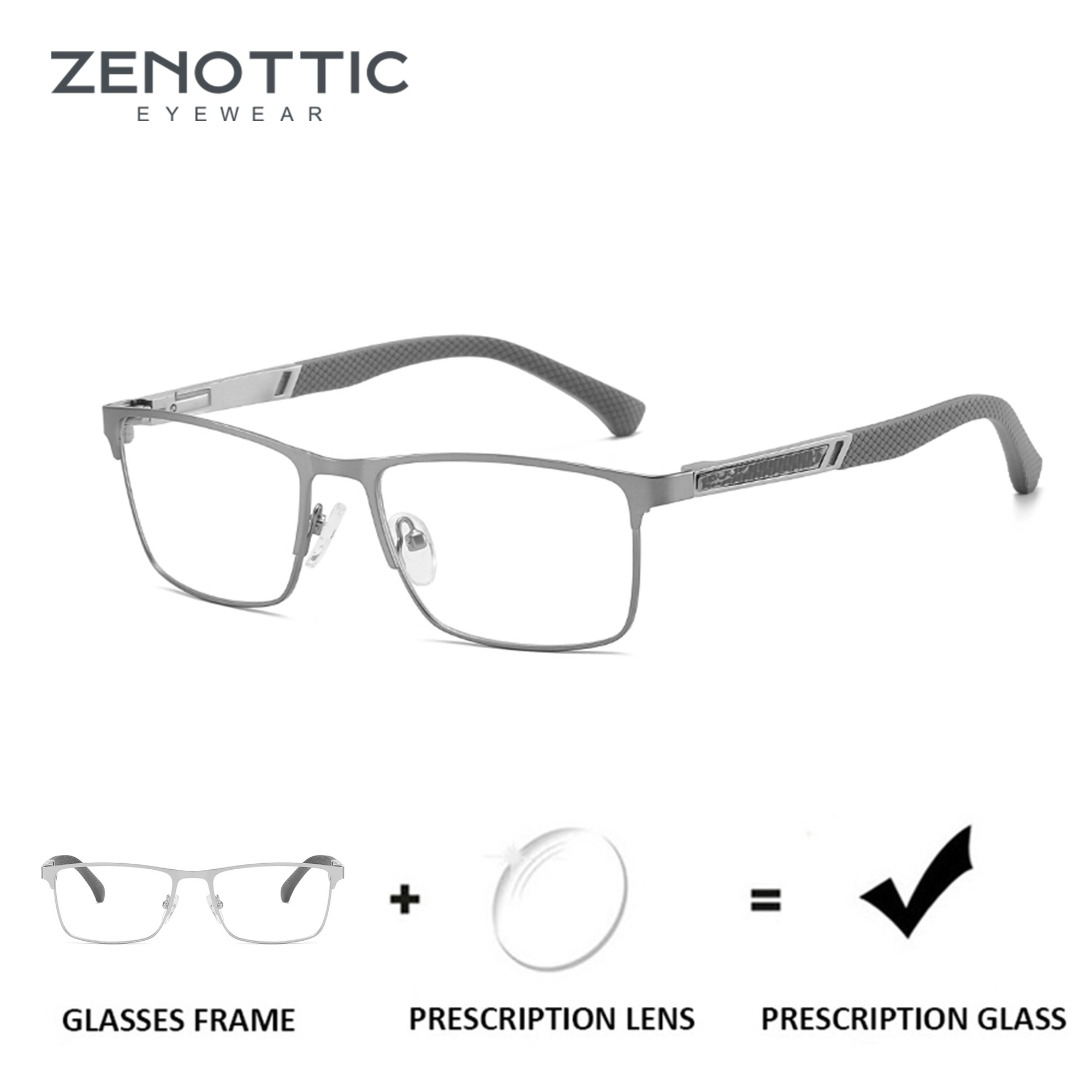 ZENOTTIC Fashion kacamata resep progresif persegi kualitas tinggi bingkai serat karbon kacamata miopia kacamata optik Pria
