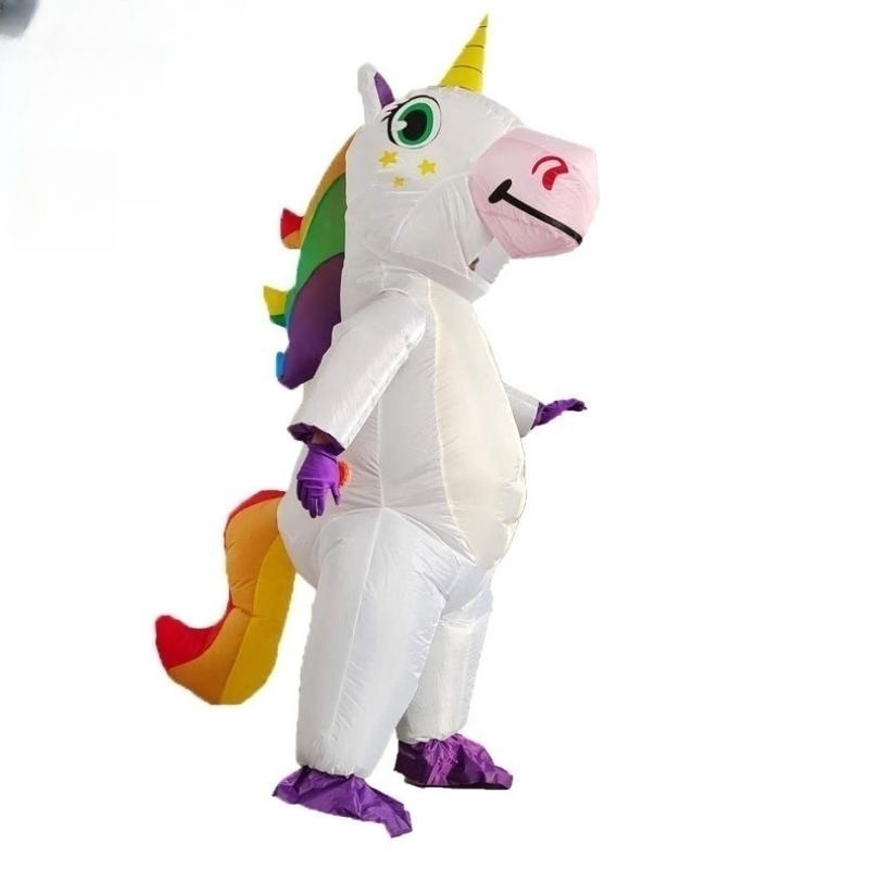 Traje inflável de unicórnio fofo, vestido mascote, festa de natal, fantasias cosplay para homens, mulheres, adultos, meninos e meninas