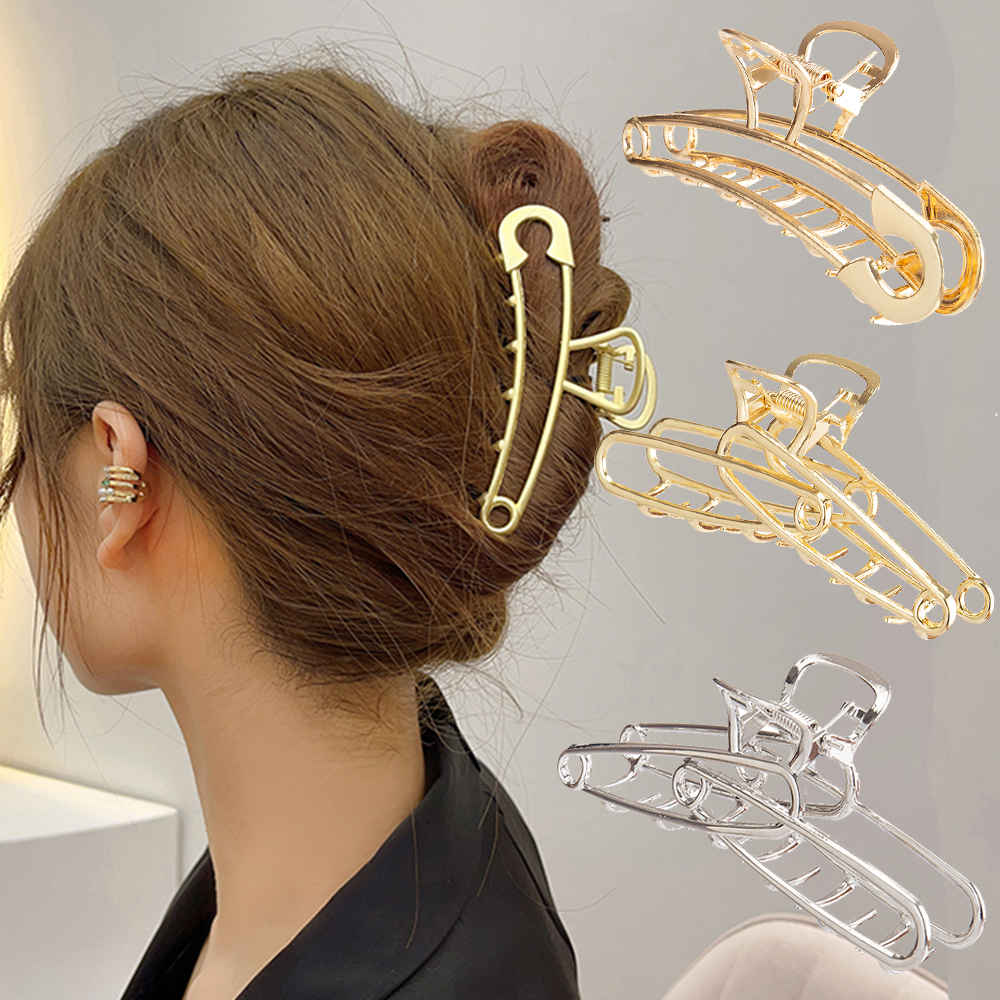 Pasador de Metal para el pelo para mujer, pasador elegante de oro, pasadores huecos, pinzas para el pelo Vintage, diadema, horquilla, accesorios para el cabello de cangrejo, novedad de 2022