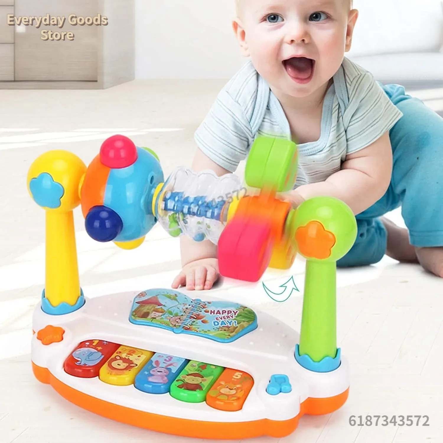 Juguetes de Piano para bebés, teclado de Piano musical giratorio para niños con sonido ligero, juguetes musicales para niños pequeños, juguete musical educativo temprano