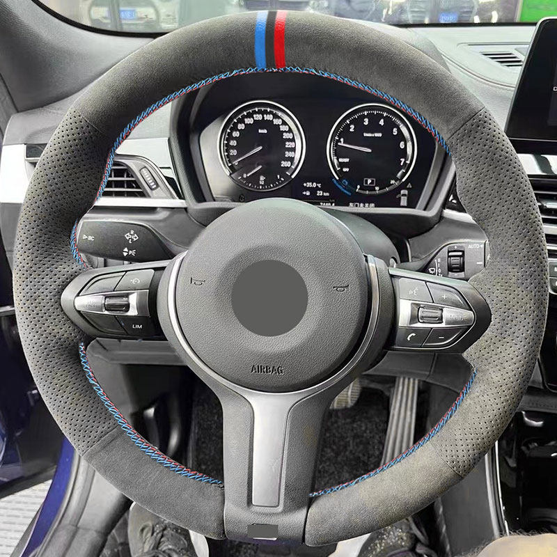Coprivolante per auto per BMW M Sport F10 F12 F30 F32 F34 F45 F22 F39 F15 F16 F25 F26 1.2mm Pelle scamosciata Trim rosso blu bar