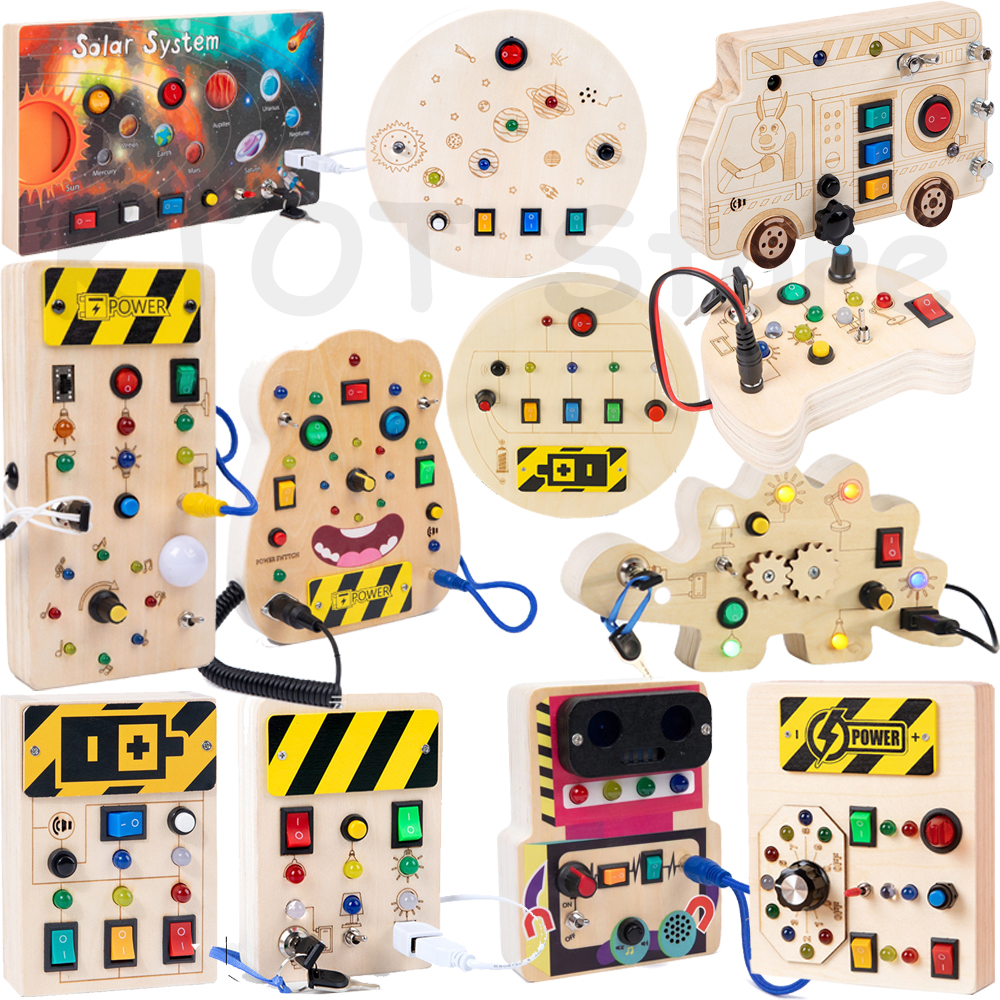 Монтессори Busy Board Circuit LED Light Socket ON/OFF Baby Early Hand Fine Cognitive Education Учебные пособия Игрушка Подарки Бизиборд