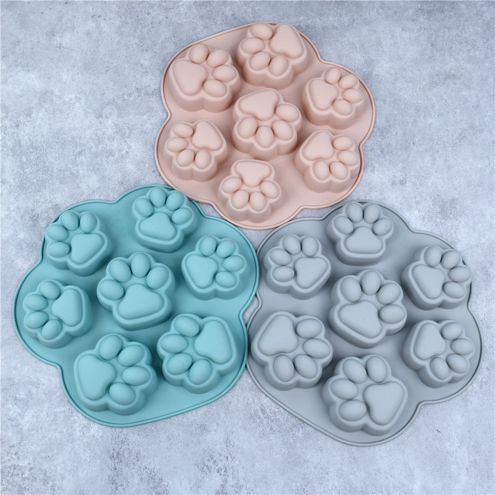 Molde de silicone com impressão de pata Molde de pata de animal para doces Fondant Chocolate Geléia Pudim Sabonete Cubo de gelo Bandeja de guloseimas para cães e gatos
