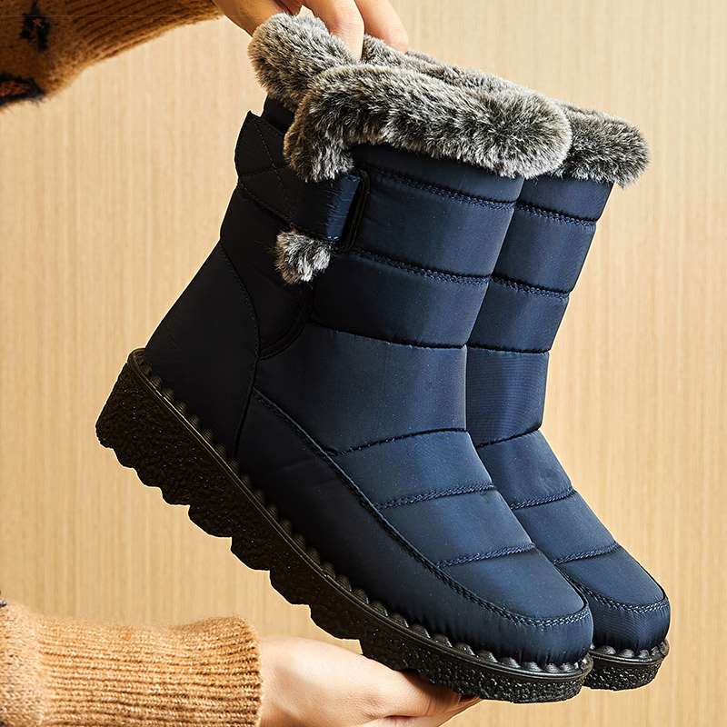 Bottes femme 2025 tendance chaussures d'hiver pour femme bottes d'hiver cheville talons bas Botas Mujer bottes de neige imperméables avec chaussures de fourrure