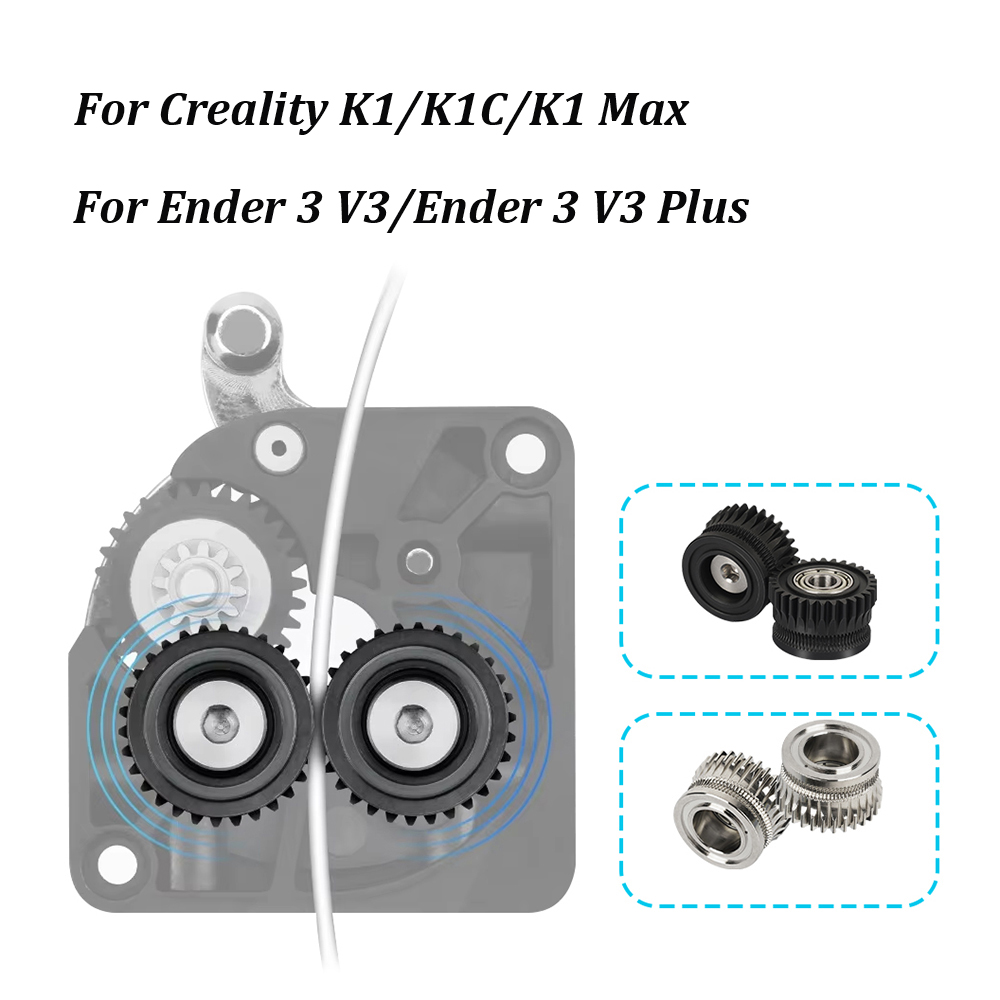 Extrusora CR K1C, engranaje K1, engranaje impulsor de filamento totalmente metálico para extrusora Creality K1 Max, revestimiento DLC niquelado, desgaste de alta dureza