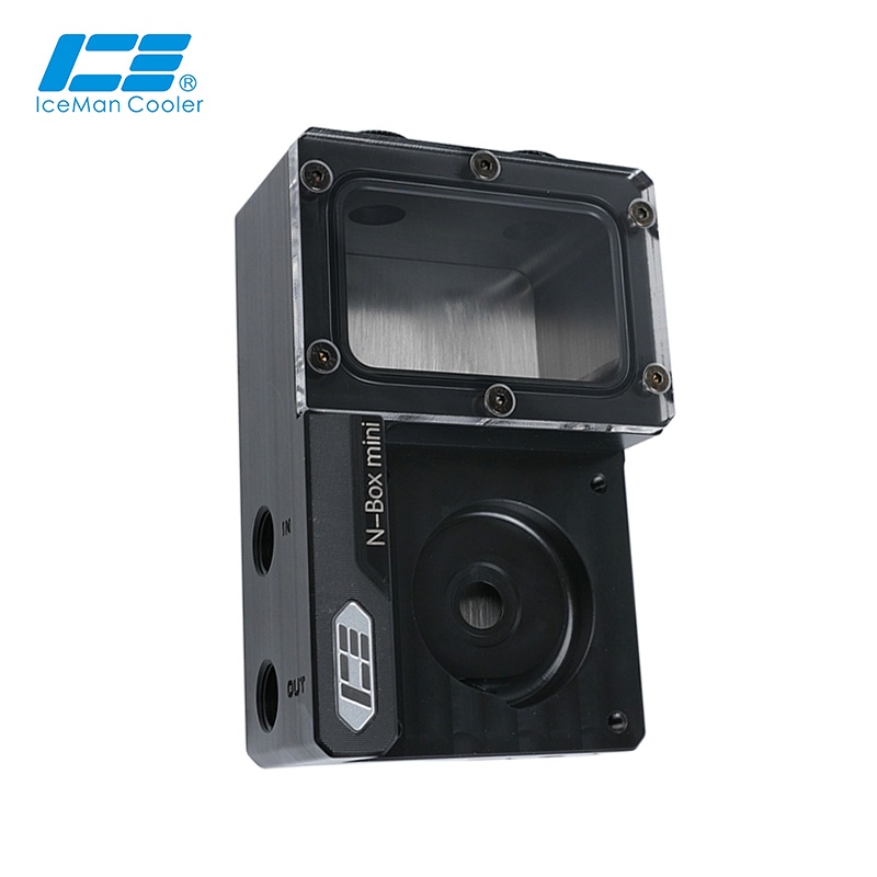 Reservatório de Líquido para Refrigeração a Água de Computador ITX IceManCooler, Mini Tanque de Água G1/4', Suporte para Bomba DDC, Preto, N-box Mini
