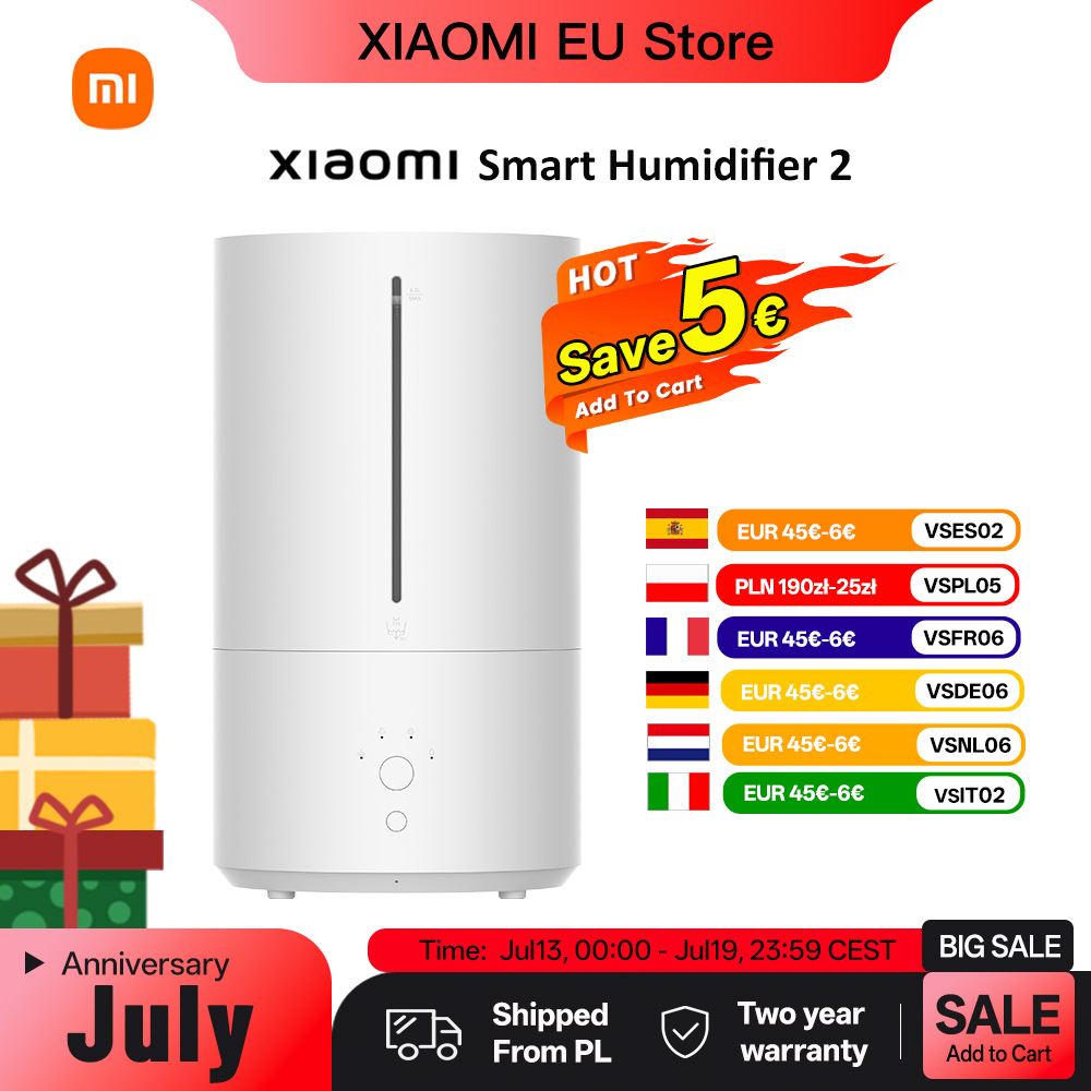 Xiaomi slimme luchtbevochtiger 2, verbeterde 4,5 liter slimme luchtbevochtiger UV-C licht luchtreiniger automatische modus stil voor thuis