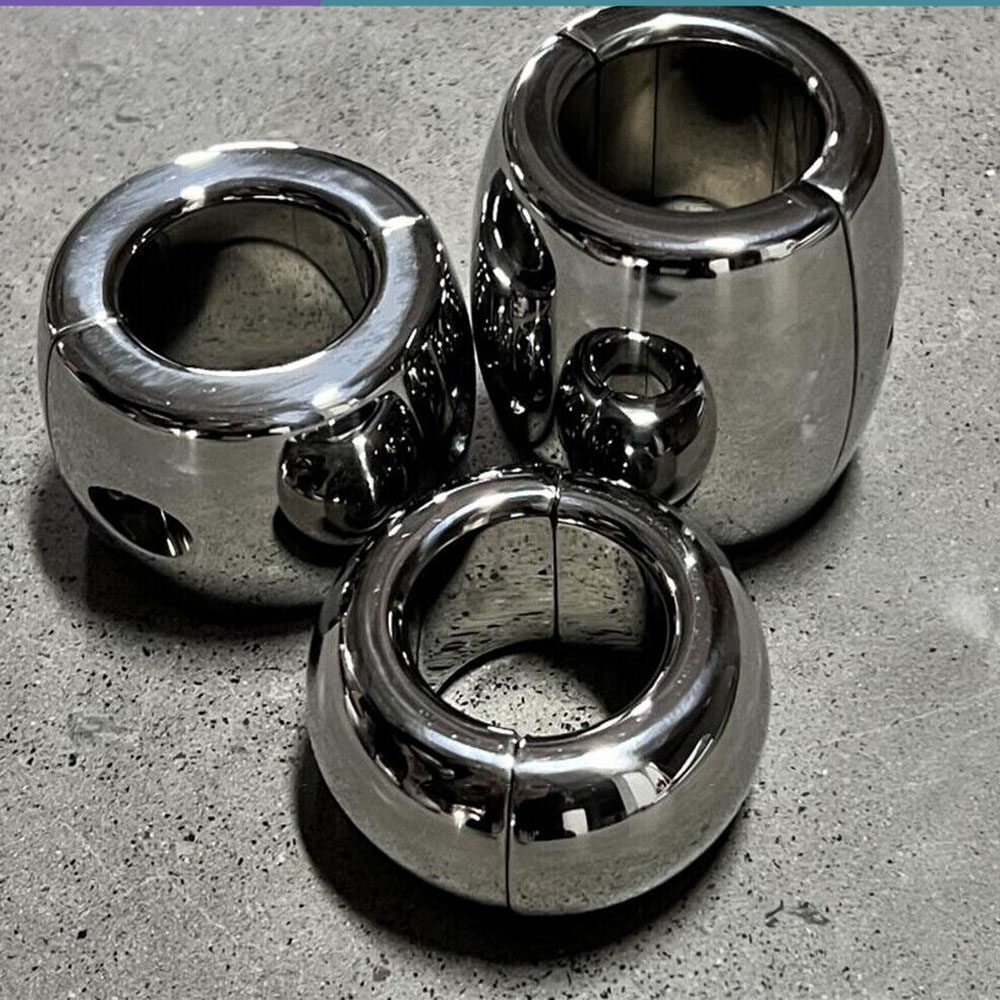 Cincin Penis magnetik/sekrup baja tahan karat cincin zakar merenggang skrotum cincin logam liontin berat untuk CBT mainan seks pria