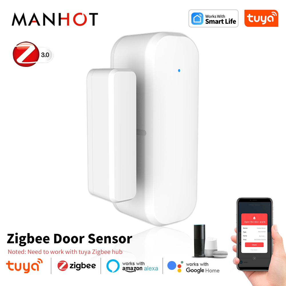 Tuya Zigbee Sensore intelligente per porte e finestre Allarme di sicurezza magnetico Registra Smart Life APP Monitor remoto per Alexa Google Assistant