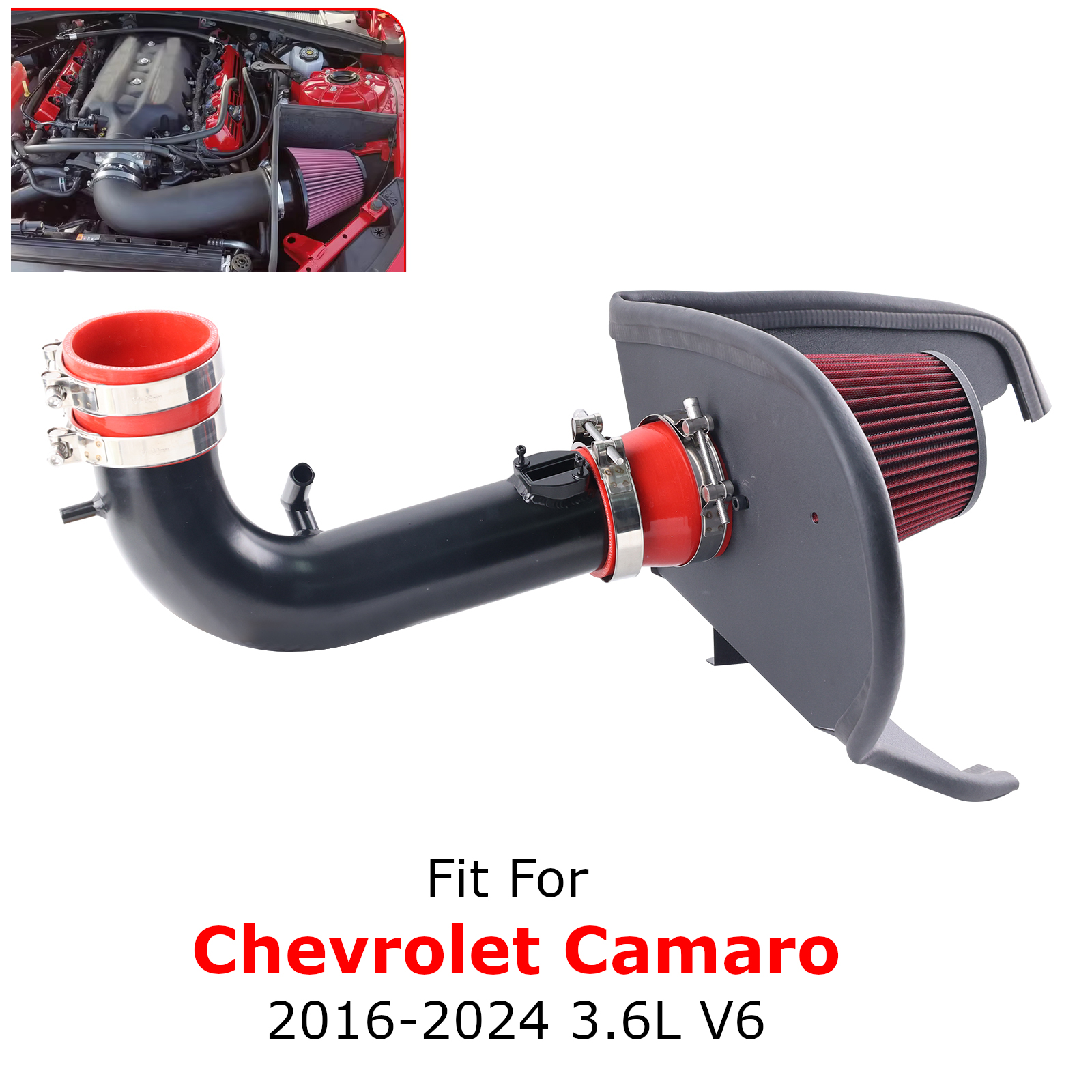 Suku cadang mesin V6 3,6l perisai panas Kit Filter pipa masuk udara dingin untuk 2016-2024 suku cadang dalam udara Chevrolet Camaro