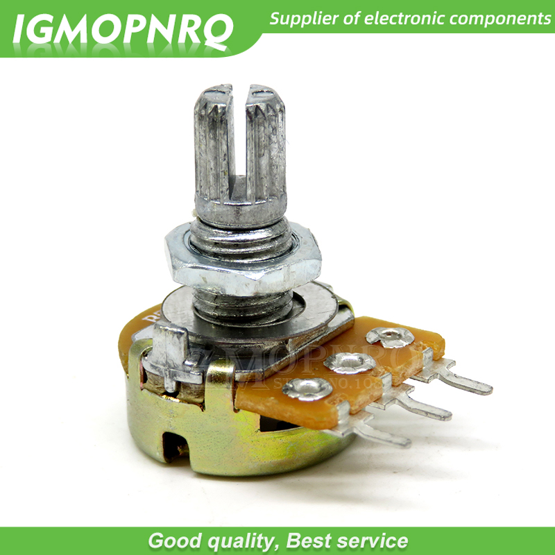 100 pz WH148 B1K B2K B5K B10K B20K B50K B100K B500K 3Pin 15mm amplificatore albero doppio potenziometro Stereo 1K 2K 5K 10K 50K 100K