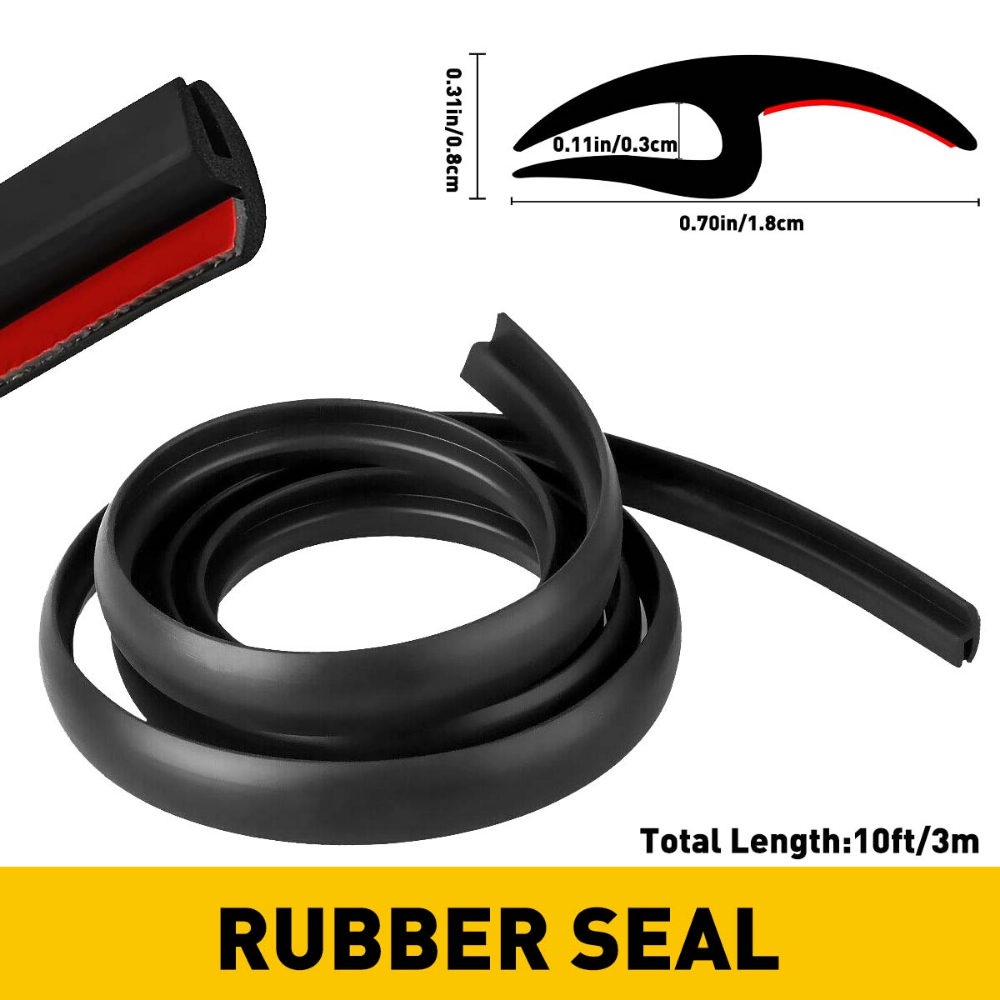Karet Seal Trim Bentuk H 10ft untuk Kaca Depan dan Jendela Mobil, Seal Karet Universal untuk Penyegelan Tepi Otomatis