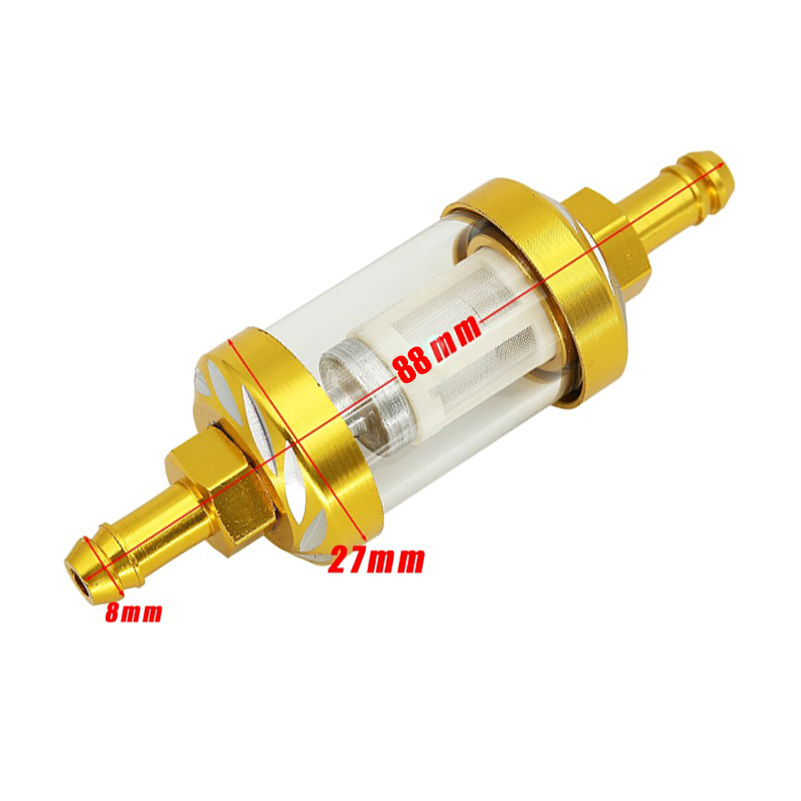 CNC Aluminum Fuel Filter 8mm Glass Bowl for Pit Bike Dirt Bike 110 125 140 160cc Motorcycle