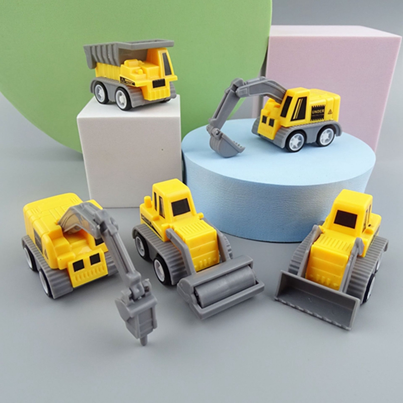 Mini coche de ingeniería para niños, coche de juguete de recuerdo, camión de construcción de cumpleaños, excavadora, tema de construcción para niños, regalo de fiesta de cumpleaños, 5 uds.
