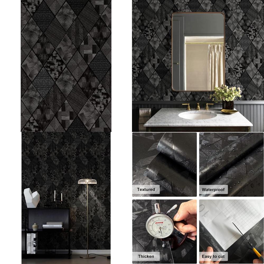 3D Embossed Geometric Linear Removable Wallpaper - Waterproof Self Adhesive Wall Covering for Textured Look
