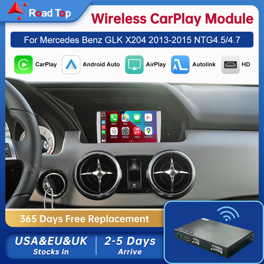 ไร้สาย Android Auto สําหรับ Mercedes Benz GLK X204 NTG4.5/4.7 2013-2015 พร้อม CarPlay Interface Mirror Link AirPlay