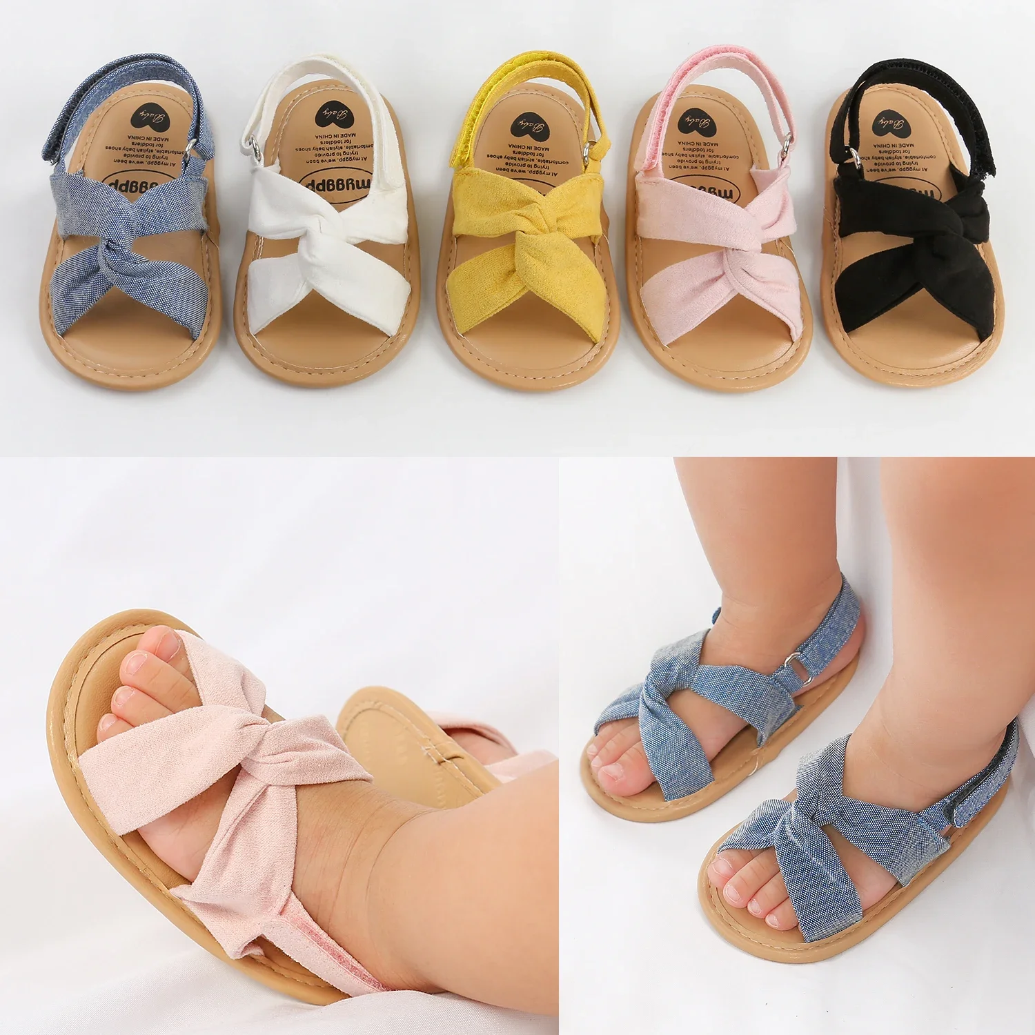 Sandálias respiráveis para bebês recém-nascidos, sapatos para crianças, estilo simples, cor sólida, sola macia, uso externo e interno