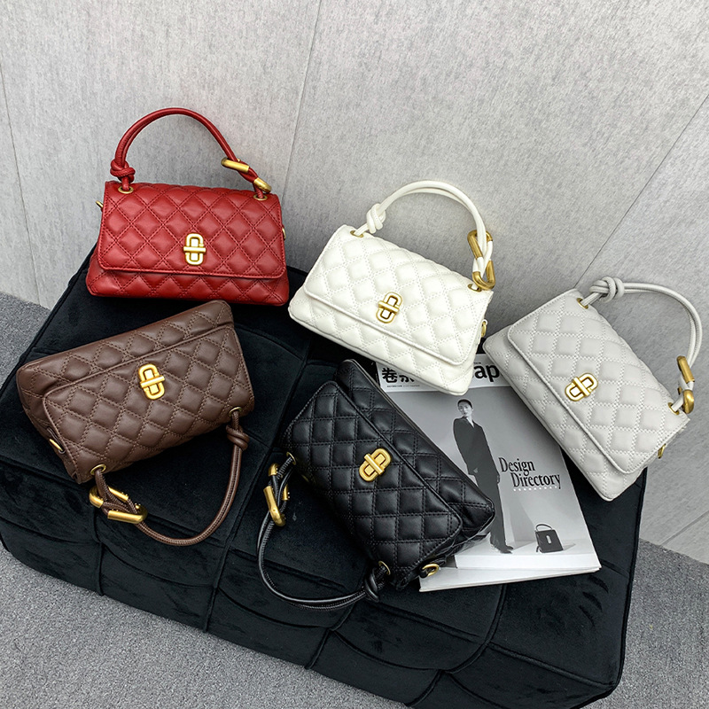 Mode-quilted lock-tas voor dames, handtas met enkele schouder, veelkleurige kleine tas voor woon-werkverkeer
