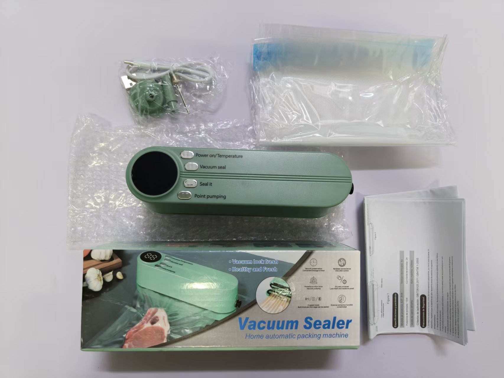 充電ミニワイヤレス全自動真空シール機家庭用小型ポータブル食品包装プラスチックシール機
