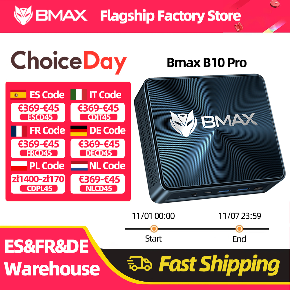 BMAX B10 Pro Mini PC Intel 13e génération i7-13620H 10 cœurs Max 4,9 GHz 24 Go LPDDR5 RAM 1 To SSD WiFi 6 Bluetooth 5.2