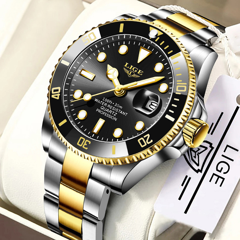 Reloj lige marca superior de luxo moda mergulhador relógio masculino à prova dwaterproof água data relógio esporte relógios quartzo relógio pulso relogio masculino