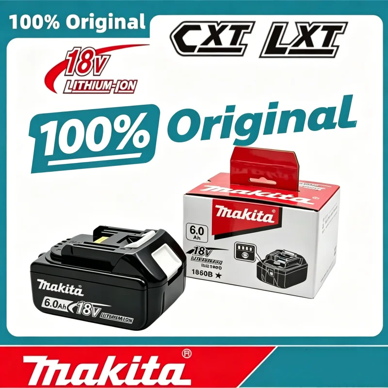 Originaler Makita-Akku, 18 V, 6,0 Ah, wiederaufladbarer Lithium-Akku, ersetzt den Makita 18 V BL1830, BL1850 Akku für Elektrowerkzeuge von Makita