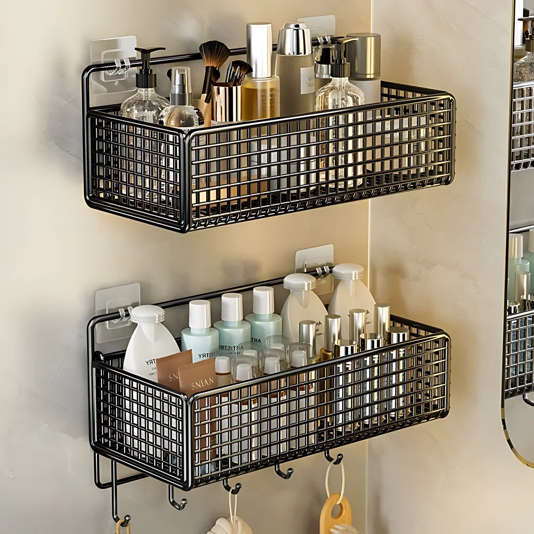 Badkamerorganizer Multifunctionele toiletartikelen Organizer No-Punch Badkamerplank Badkamer Keuken Wandmontage Opbergrek