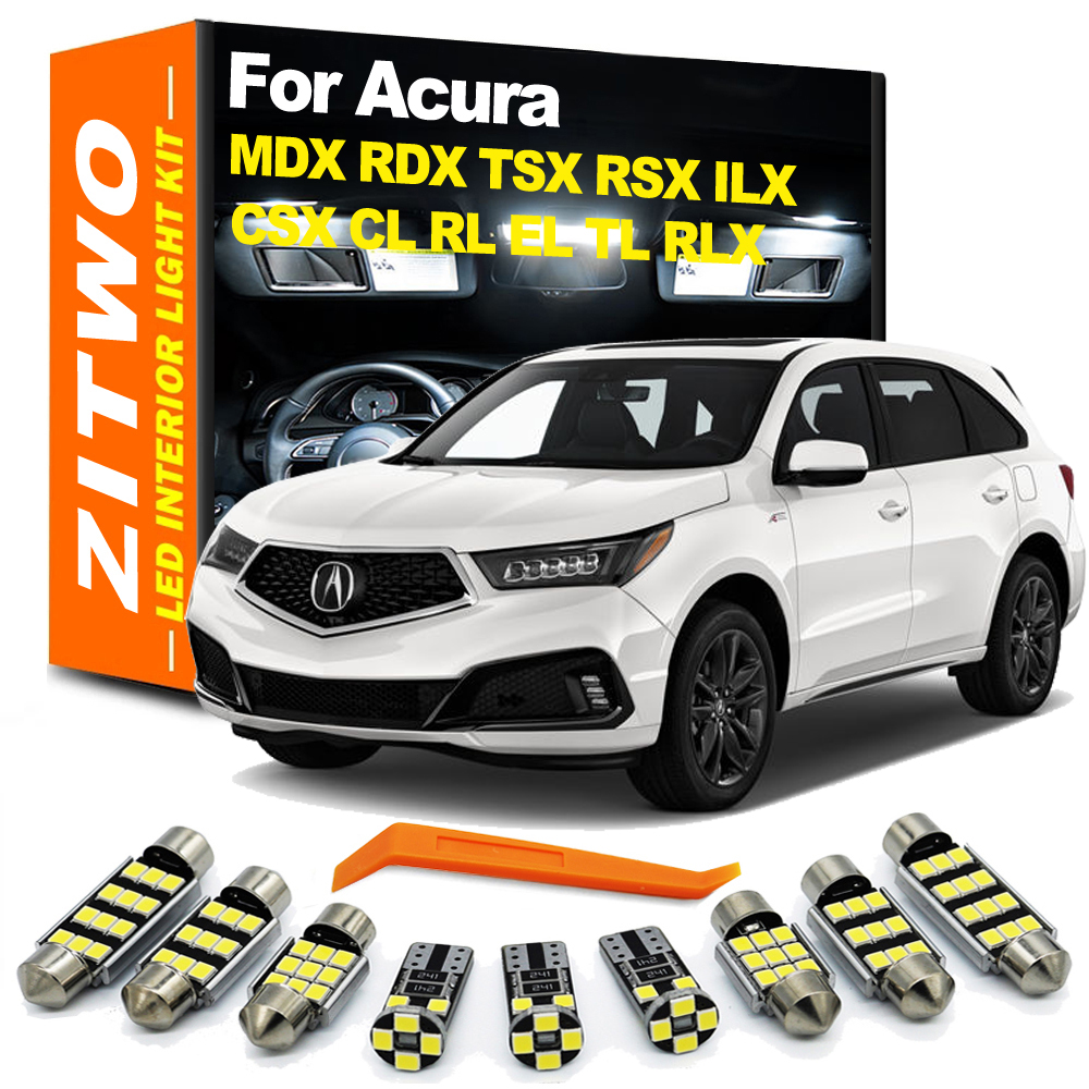 ZITWO Kit completo di lampadine per interni a LED per Acura MDX RDX TSX RSX CSX ILX RLX TL RL CL EL Lampada targa di cortesia per porta