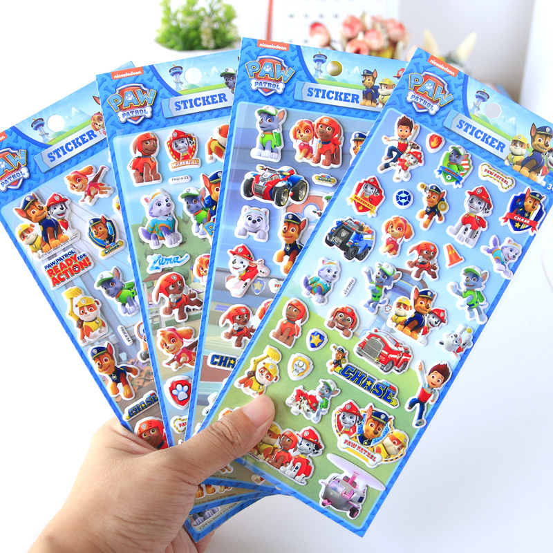 Paw Patrol bulle autocollant mignon dessin animé patrouille canine Anime Figure Ryder Marshall Skye 3D autocollants enfants fête d'anniversaire fournitures