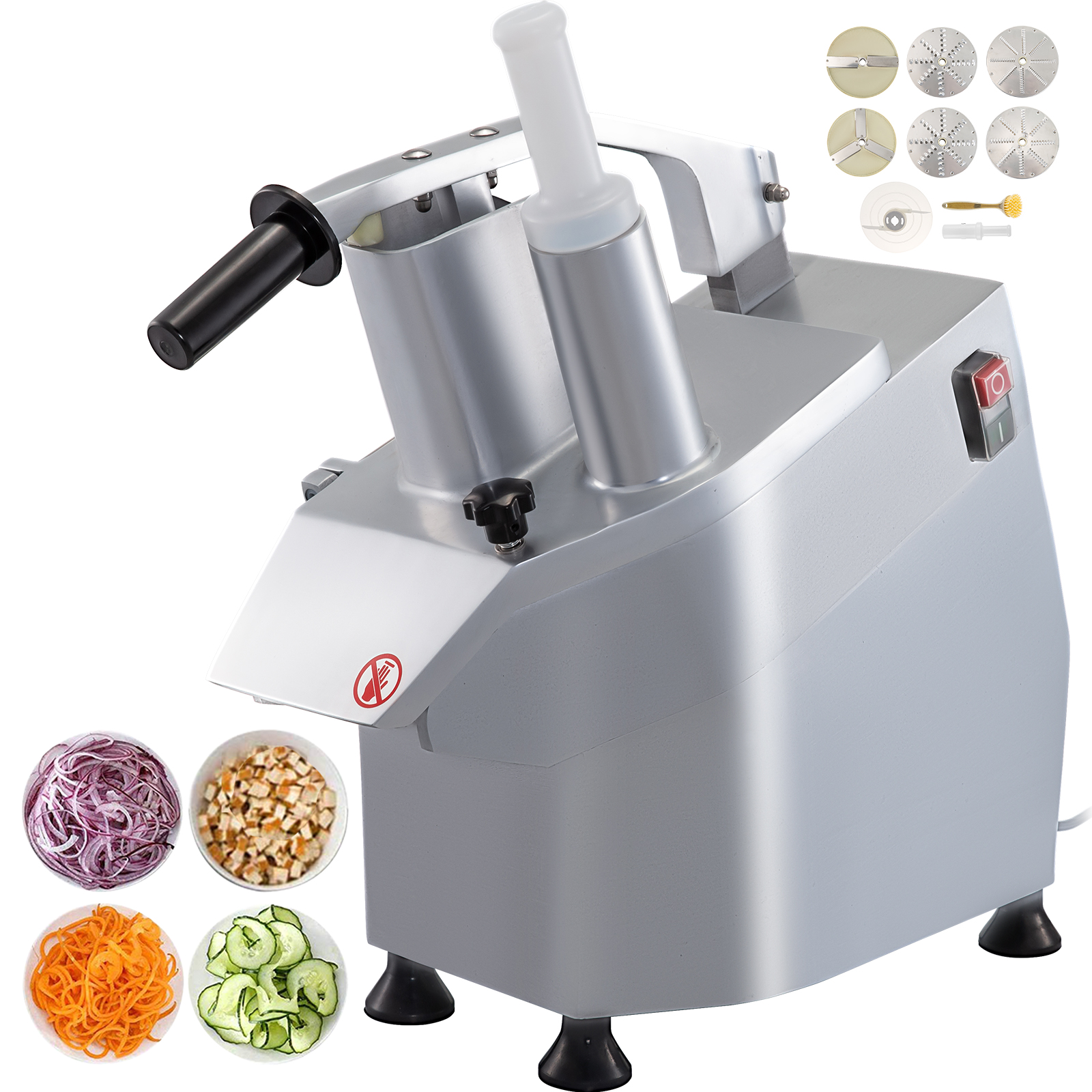 SucceBuy Cortador elétrico de frutas e vegetais com 6 discos de corte, fatiador de vegetais, processador de alimentos para batata, repolho, cebola