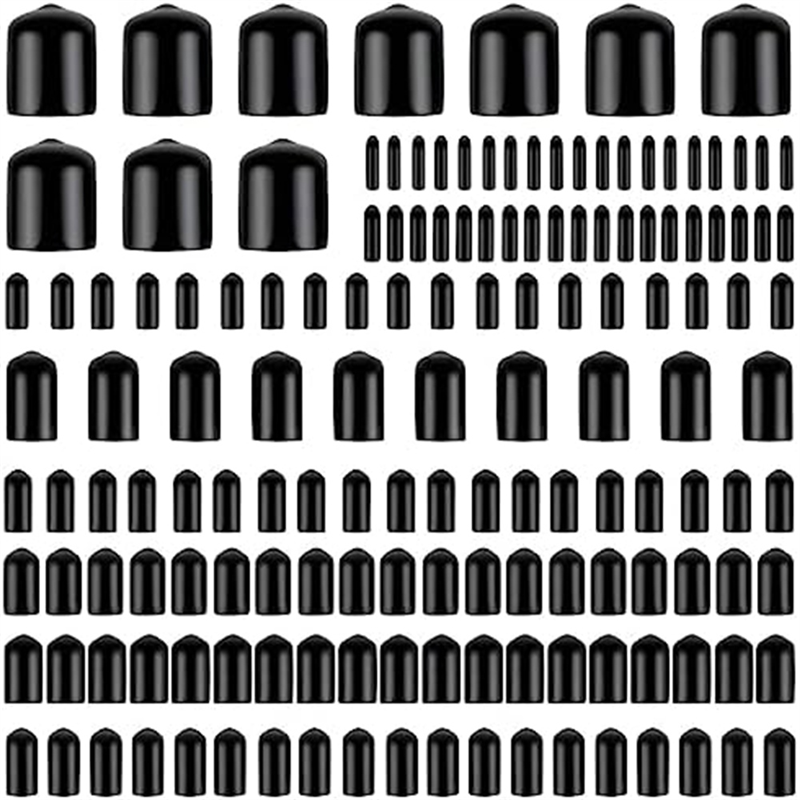 Borracha End Caps, Flexível Protector Rosca, Rodada Vinil Bolt Cover, Tamanho Sortido, em 9 Tamanhos, 160Pcs