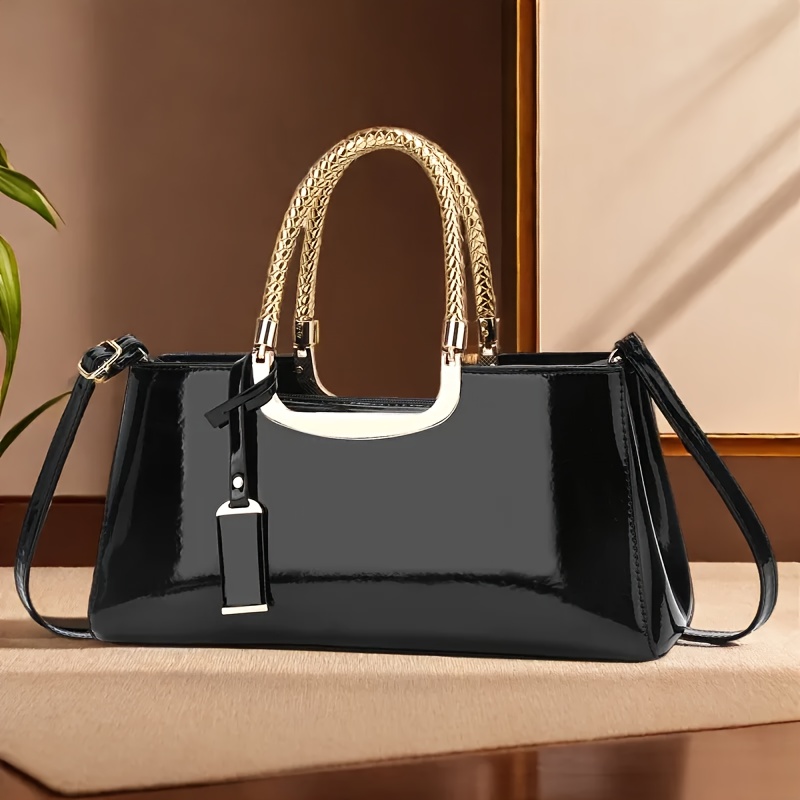 Dames glanzende PU lederen schoudertas bruiloft clutch bruids feestavondtasje