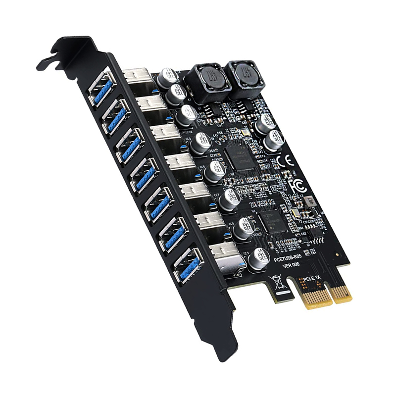 USB3.2 Gen1 5Gbps USB3.0 PCI Express Multiplier PCI E naar 7 poorten USB 3 Hub Uitbreidingsadapterkaart PCI-E 1X Controller voor Desktop