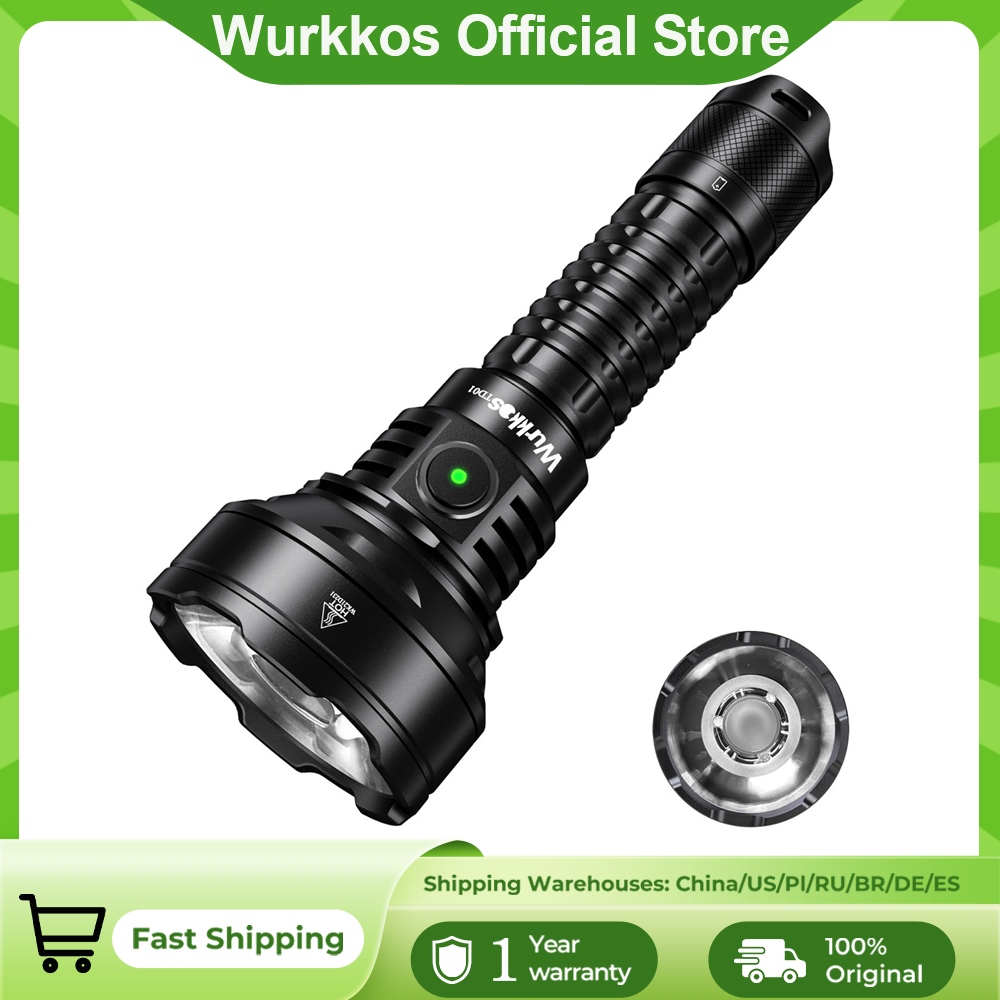 Senter Taktis Wurkkos TD01 2200Lm 21700 Isi Ulang Penerangan Jarak Jauh Ekstra (1039m) Senter EDC dengan Sakelar Ekor