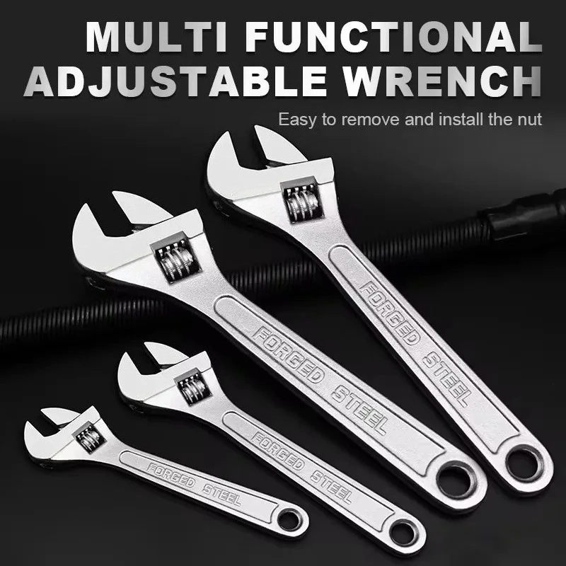 Adjustable Wrench Large Openin Long Handle Universal Spanner Clamp Wrench Mechanical Workshop Hand Repair Tools