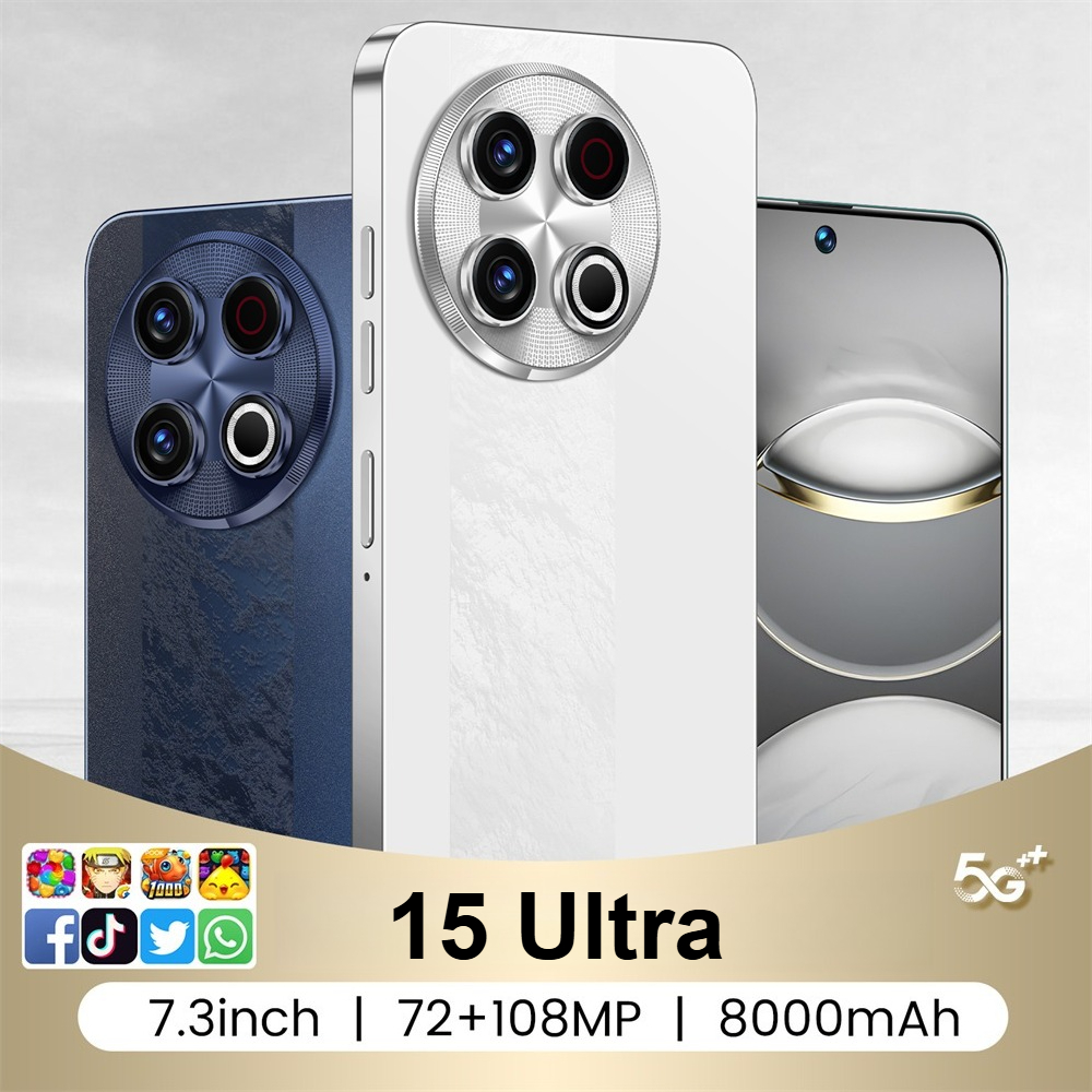 Новые оригинальные мобильные телефоны 15 Ultra, 4G, 5G, мобильные телефоны с двумя SIM-картами, глобальная версия Android, 7,3-дюймовый сотовый телефон, смартфон 7800 мАч