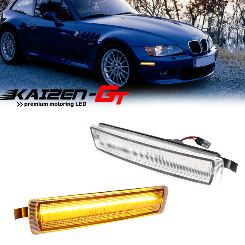 ไฟเลี้ยว LED สีเหลืองอำพัน/สีขาว สำหรับติดตั้งกันชนหน้ารถยนต์ BMW Z3 M Coupe ปี 1996-2002 ใช้เป็นไฟเลี้ยว/ไฟขับขี่/ไฟจอด