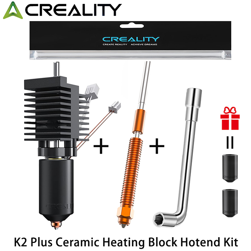Creality officiële K2 Plus 0,4 mm keramische verwarmingsblok hotend-kit, stuur twee siliconen hoezen, snelwissel mondstuk voor K2 PLUS 3D Prin