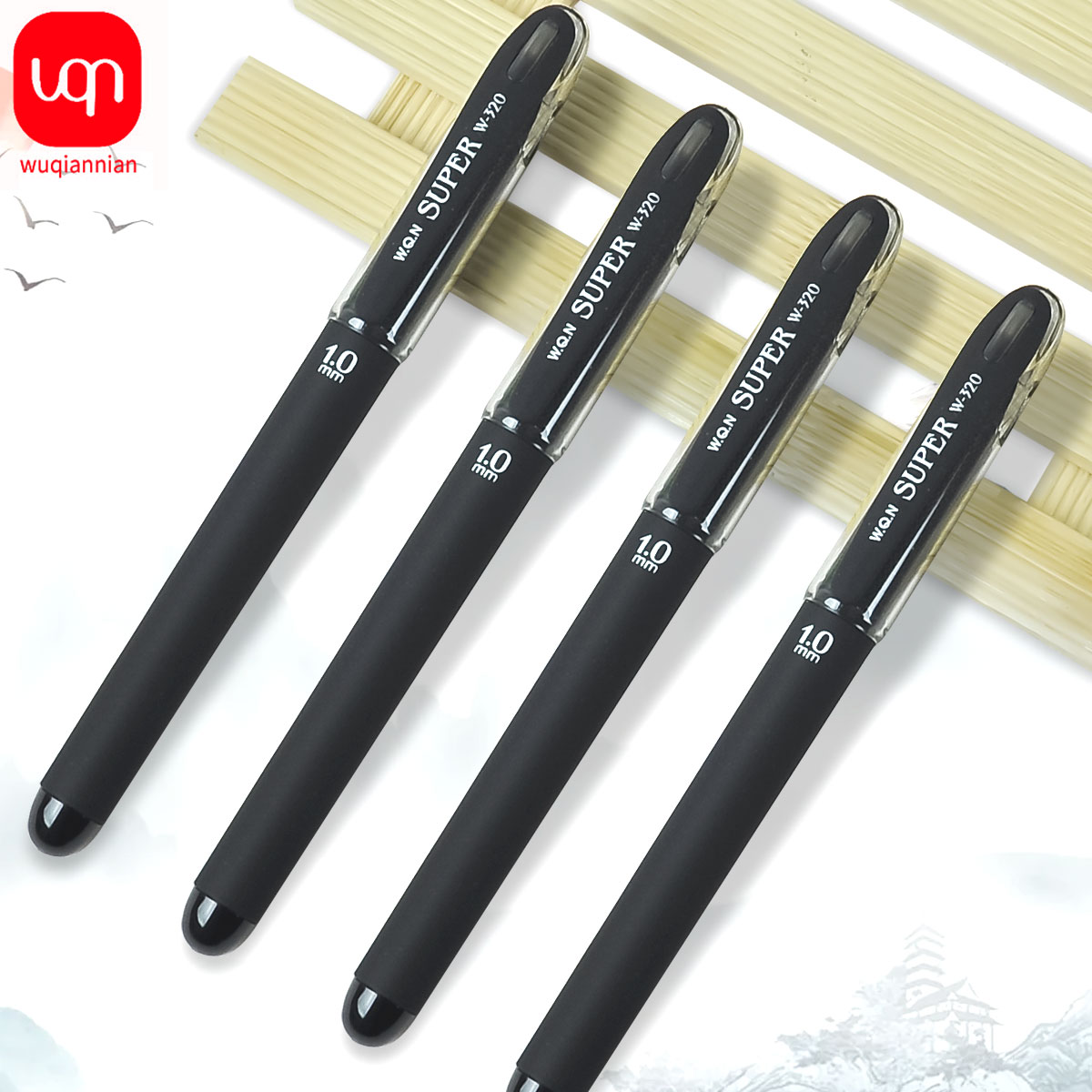 Caneta wqn de alta capacidade, tinta preta/verde 1.0mm, qualidade superior, canetas de tinta gel para escrita muito boa, material de caneta neutra para escritório e escola