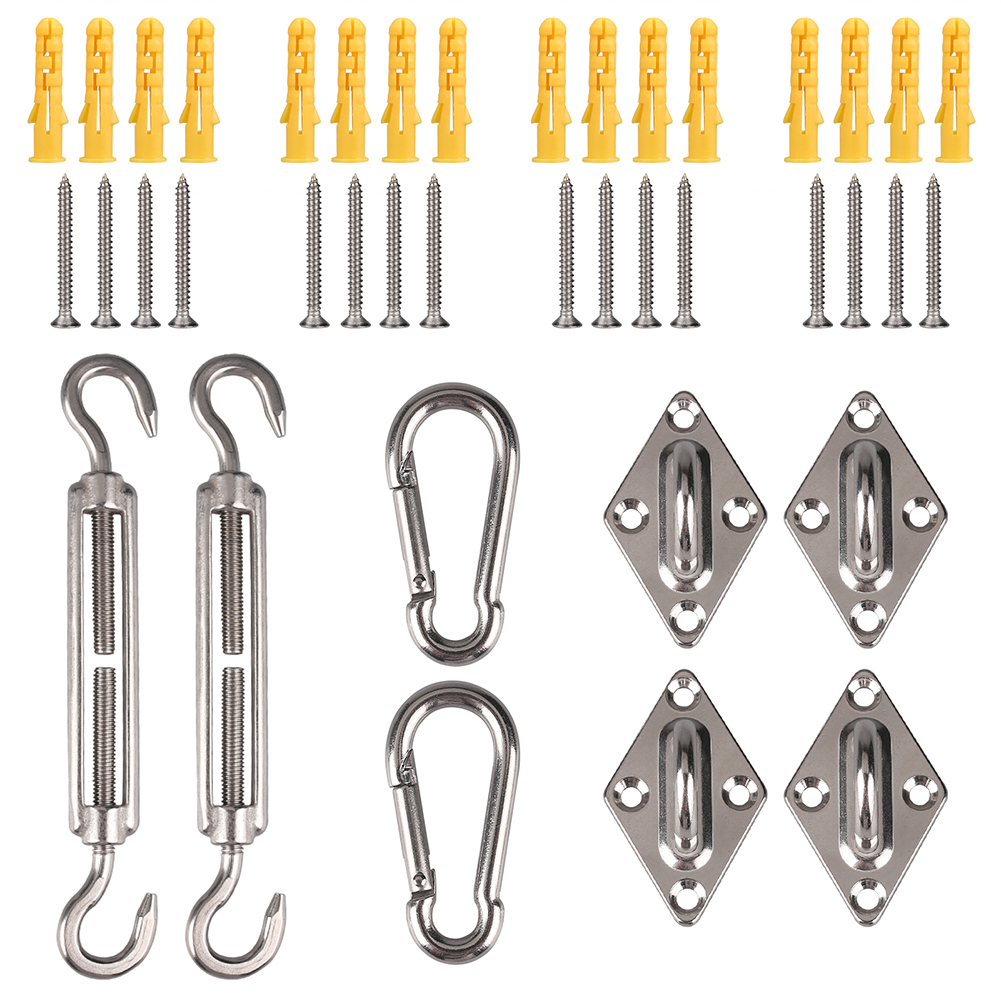 Kit de matériel de voile de pare-soleil 24 pièces/ensemble, Kit d'installation de auvent de pare-soleil en acier inoxydable 304 pour installer un accessoire d'auvent