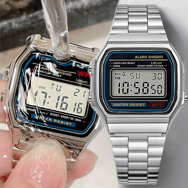 F91w relógio de luxo à prova dwaterproof água retro digital aço inoxidável esportes relógios militares das mulheres dos homens relógios de pulso eletrônicos