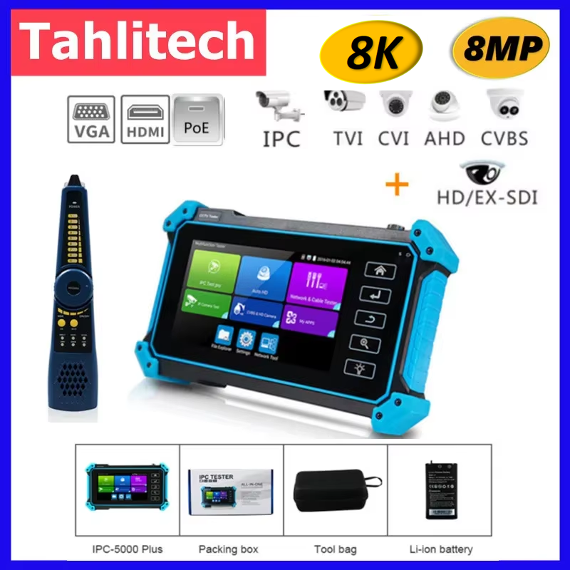 Тестер IP-камер IPC-5200C Plus с 5,4-дюймовым сенсорным IPS-монитором, поддержка AHD/CVI/TVI/SDI/CVBS/IP-камер
